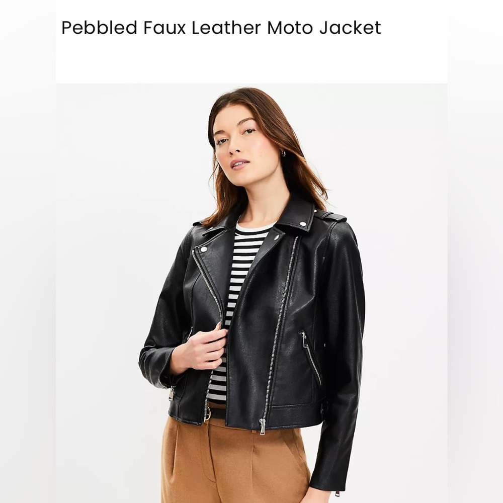 Moto Jacket- black pebbled faux leather size L